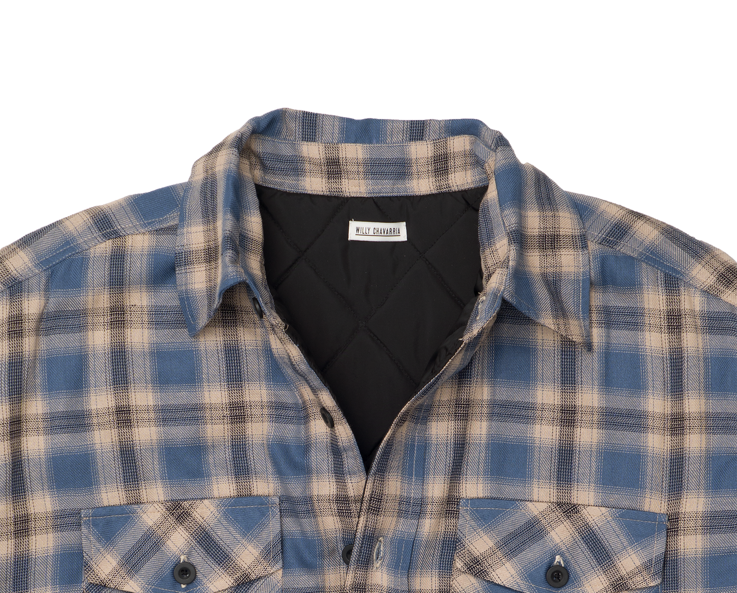 PLAID FLANNEL QUILTED SHIRT JACKET