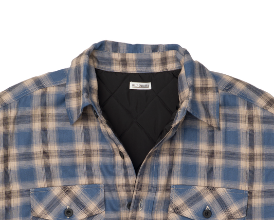 PLAID FLANNEL QUILTED SHIRT JACKET