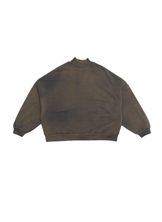 WAFFLE LINED BOMBER MOCK NECK